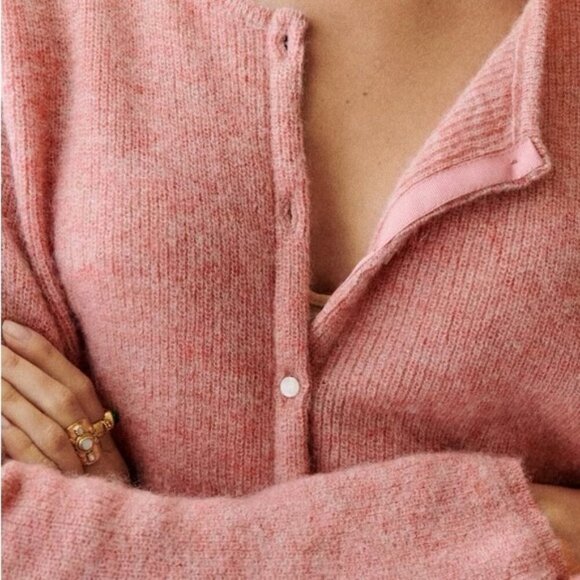 Sezane Gaspard Reversible Sweater Size Small Rosewood Pink Cardigan Knit Mohair - Picture 12 of 13